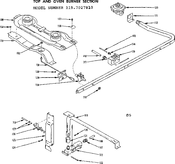 TOP AND OVEN BURNER SECTION