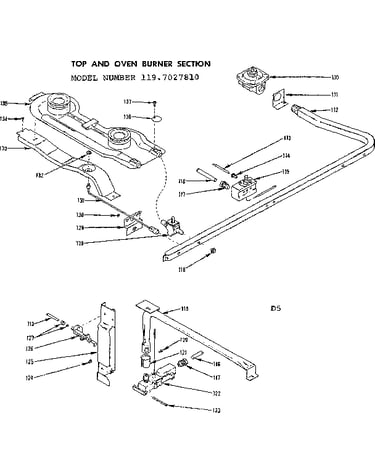 Top and oven burner section