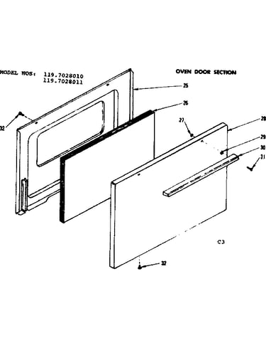 Oven door section