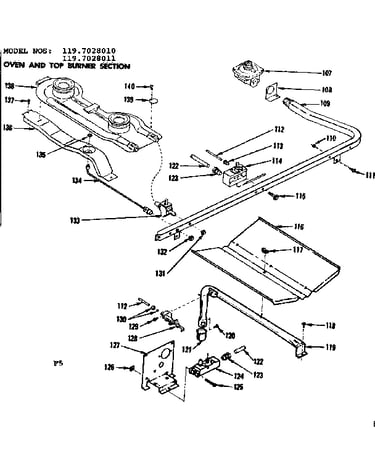 Oven and top burner section
