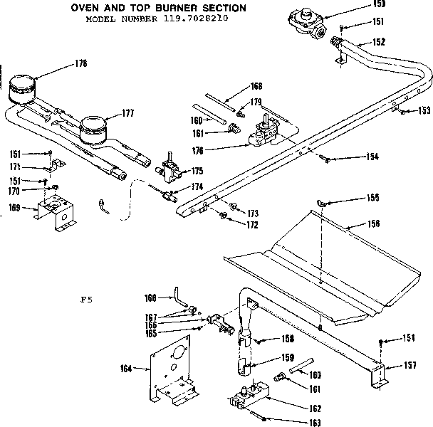 OVEN AND TOP BURNER SECTION