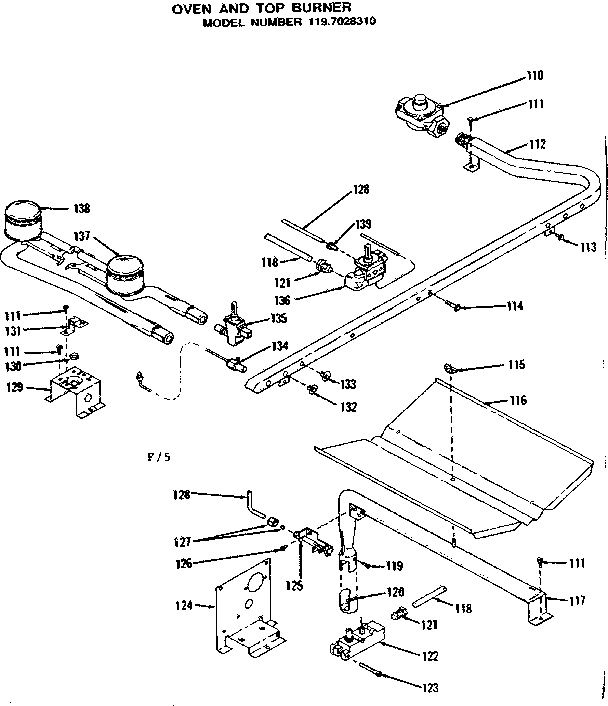Oven and top burner parts