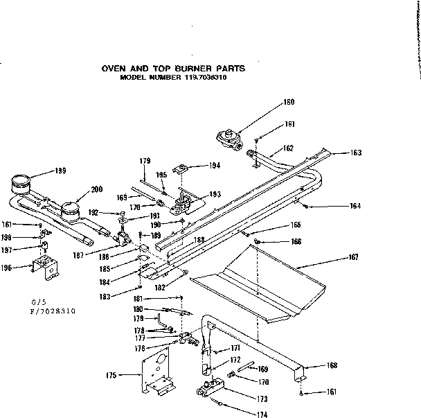 Oven and top burner parts