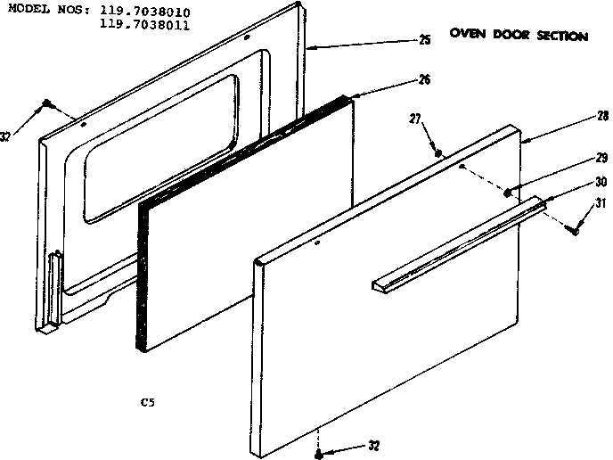 Oven door section