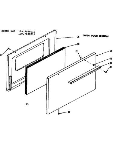 Oven door section