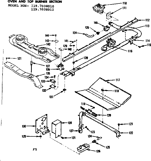 OVEN AND TOP BURNER SECTION