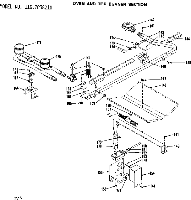 Oven and top burner section