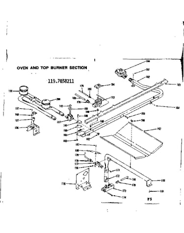 Oven and top burners section
