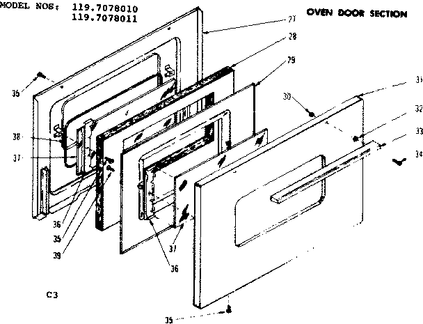 Oven door section