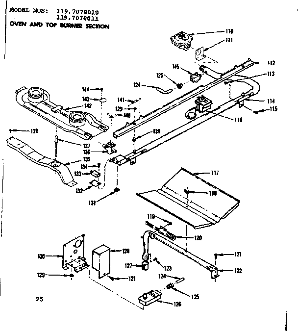 Oven and top burner section