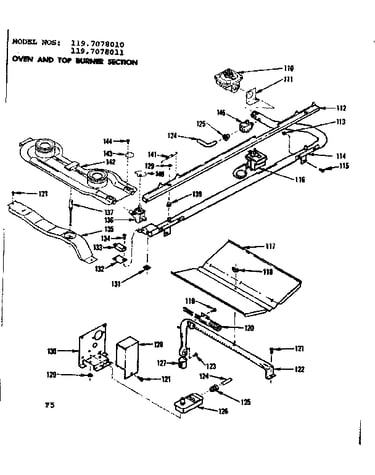 Oven and top burner section