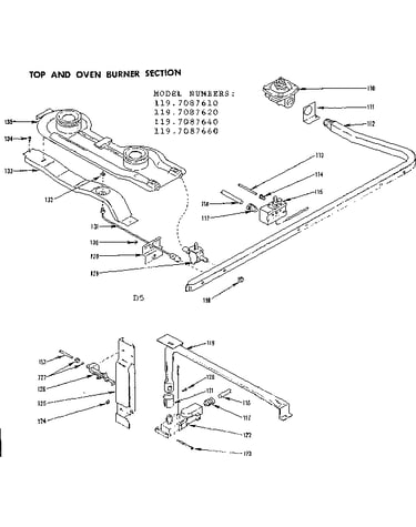 Top and oven burner section
