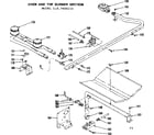 Kenmore 1197088210 oven door and top burner section diagram