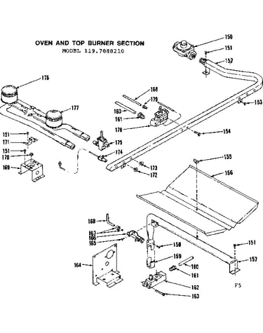 Oven door and top burner section