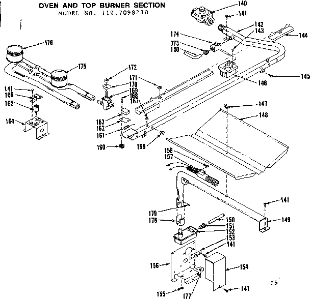 Oven and top burner section