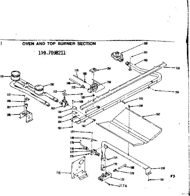 Oven and top burner section