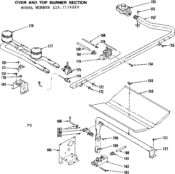Oven and top burner section