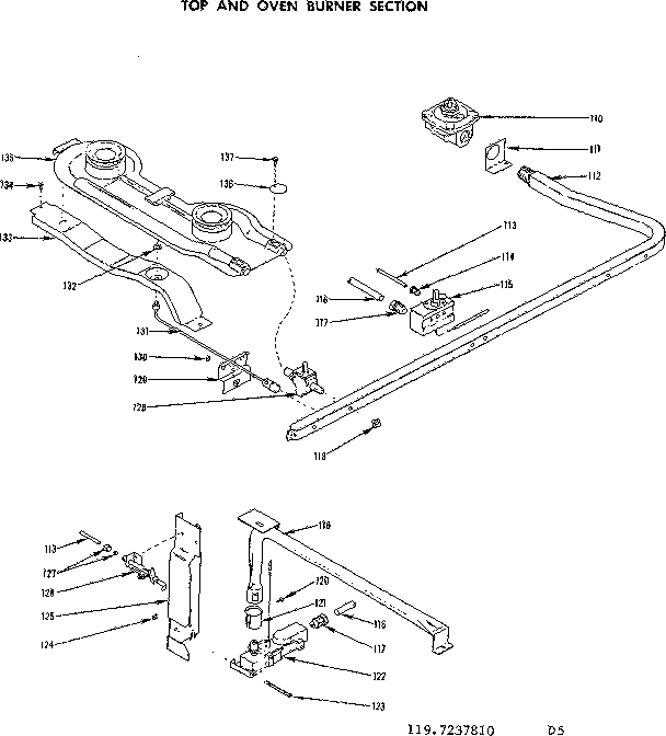 Top and oven burner section