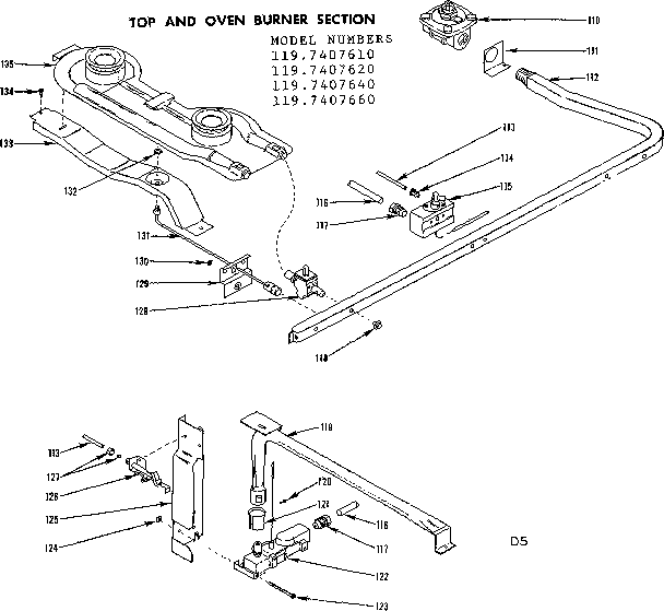TOP AND OVEN BURNER SECTION
