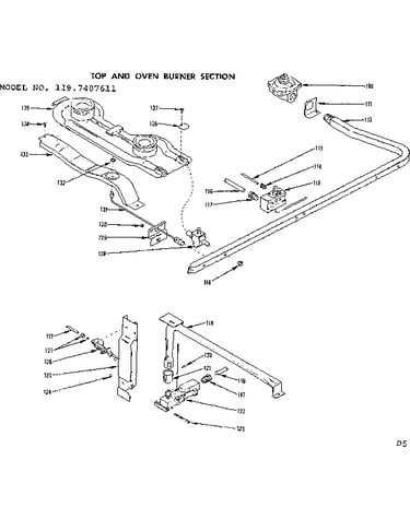 Top and oven burner section
