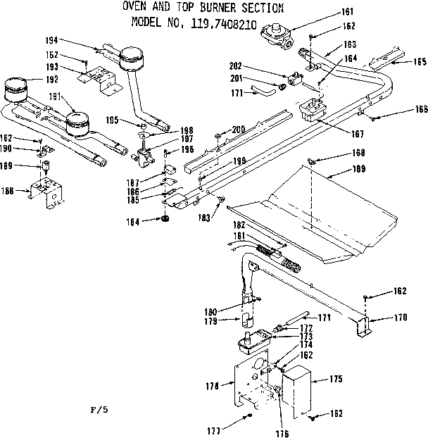 Oven and top burner section