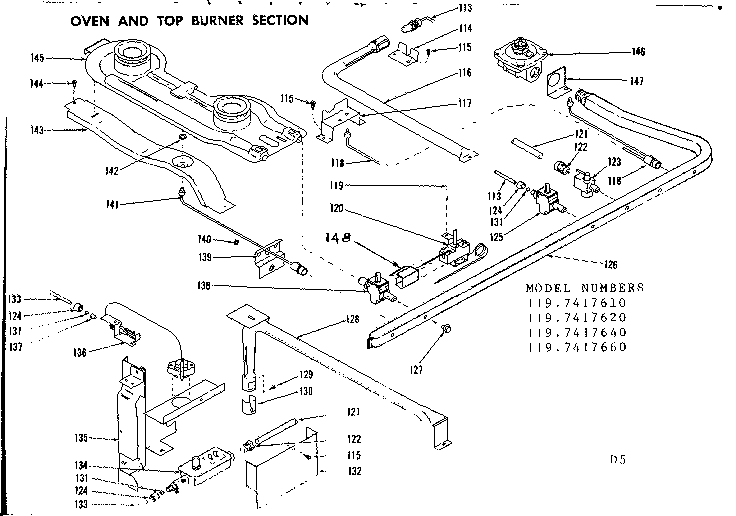 Oven and top burner section