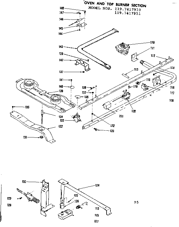 OVEN AND TOP BURNER SECTION