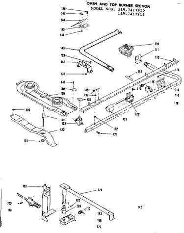 Oven and top burner section