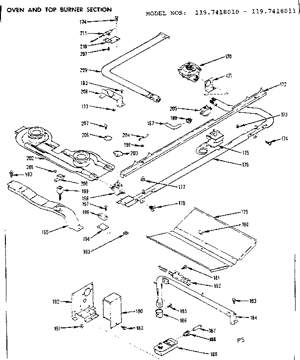 Oven and top burner section