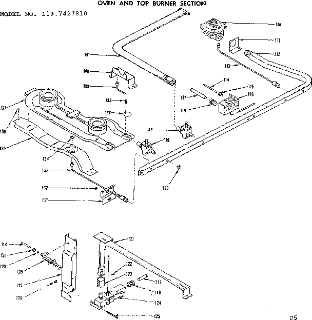 OVEN AND TOP BURNER SECTION