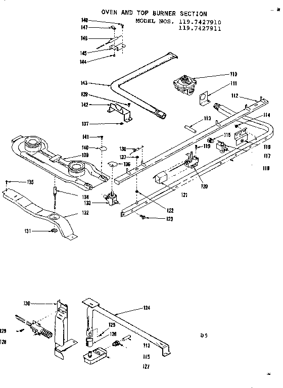 OVEN AND TOP BURNER SECTION