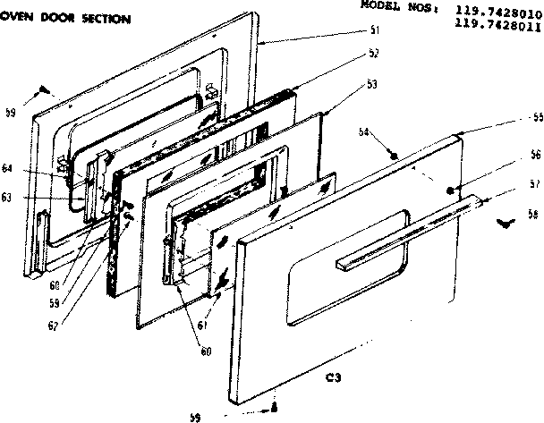 Oven door section