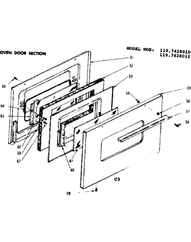 Oven door section