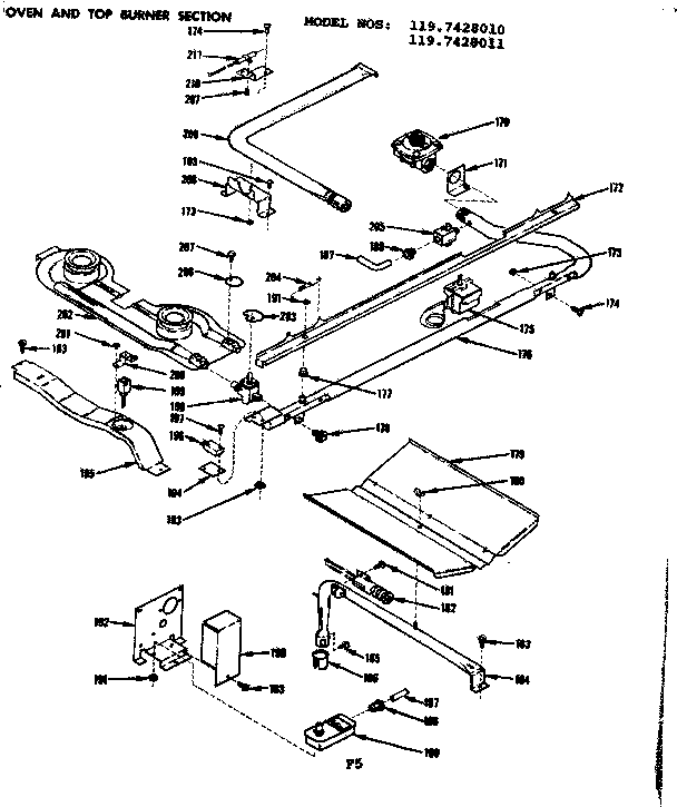 Oven and top burner section
