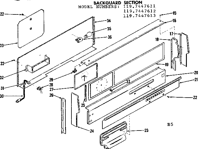 Backguard section
