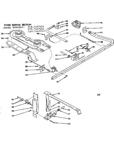 Top and oven burner section