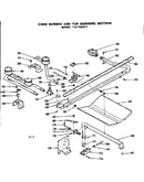 Oven burner and top burner section