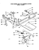 Oven burner and top burner section