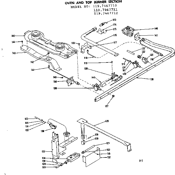 Oven and top burner section