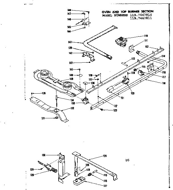 Oven and top burner section