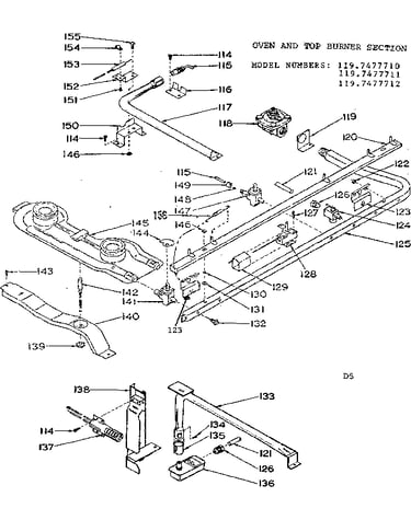 Oven and top burner section