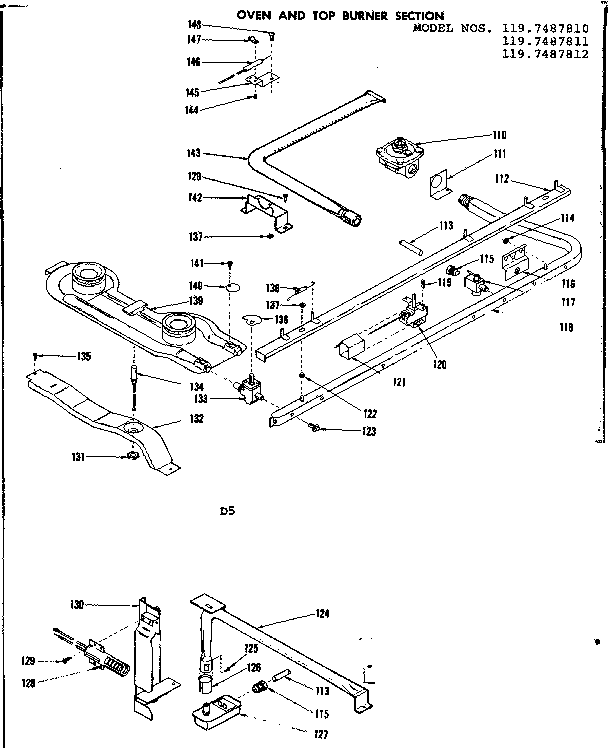 OVEN AND TOP BURNER SECTION