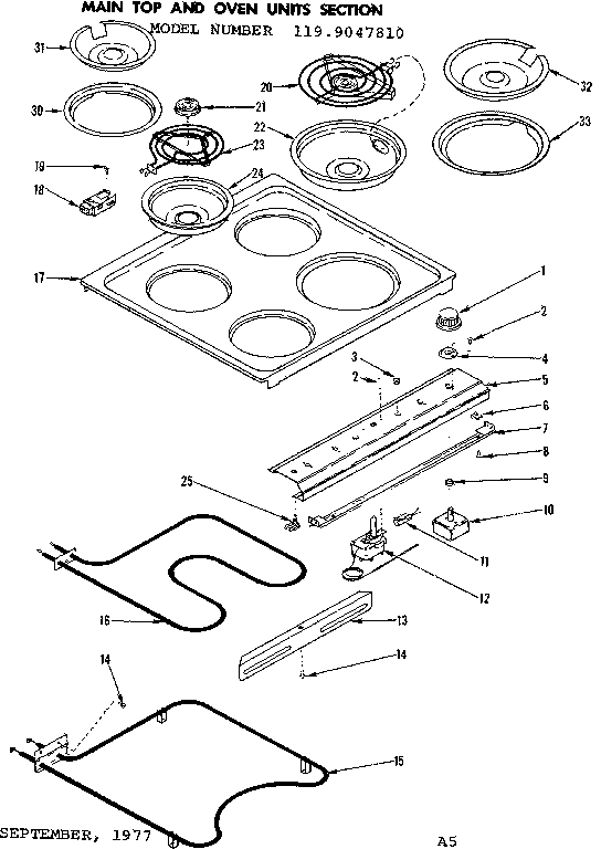 Main top and oven units section