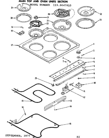 Main top and oven units section