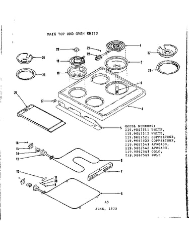 Main top and oven units