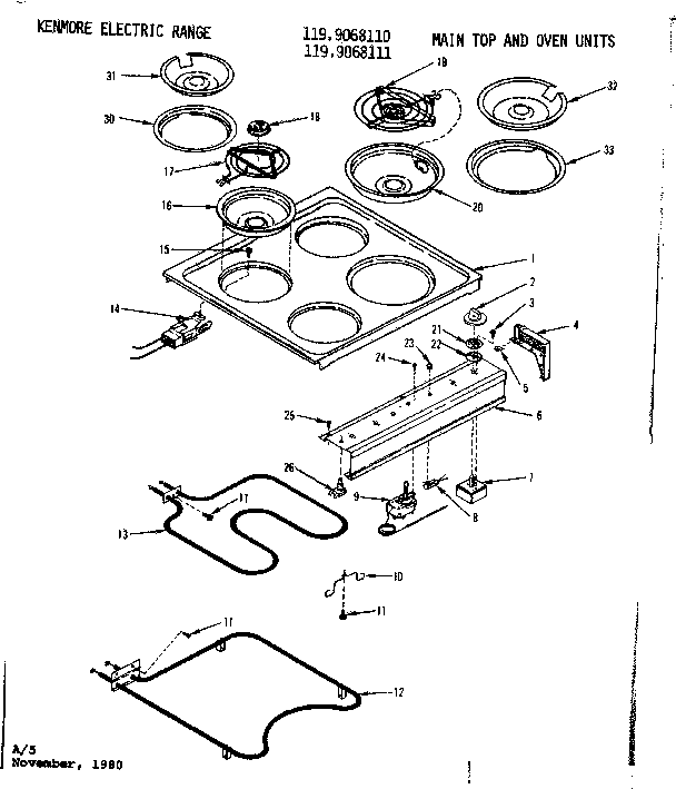 Main top and oven units