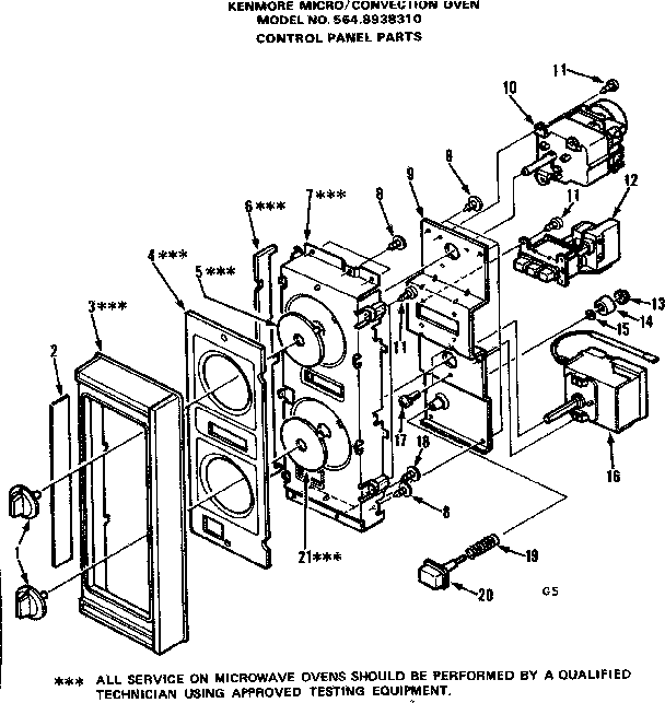 Convection oven/control panel parts