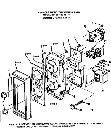 Convection oven/control panel parts