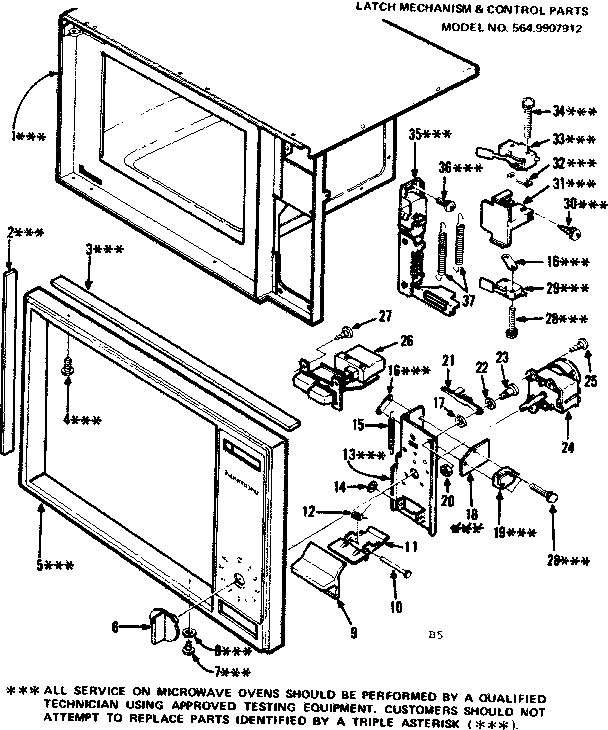 Latch mechanism and control parts