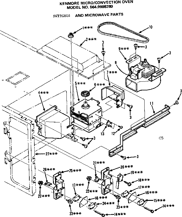 Convection oven/switches and microwave parts